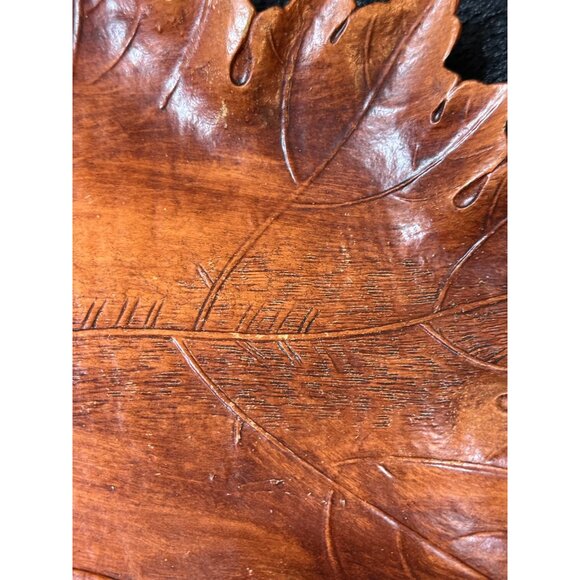 Vintage Multi Products Candy Dish Nut Bowl Wooden Leaf Plate With Grapes - Picture 6 of 9